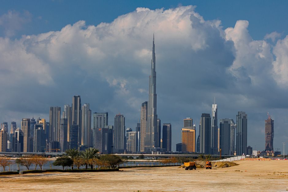 Dubai city skyline at dusk